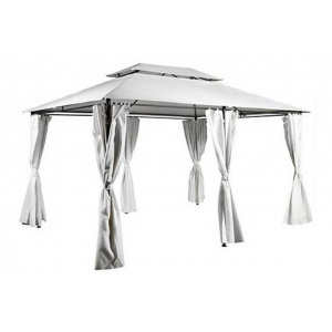 Pérgola Romana Metálica Con Cortinas Poliéster 3 X 3 Mts.