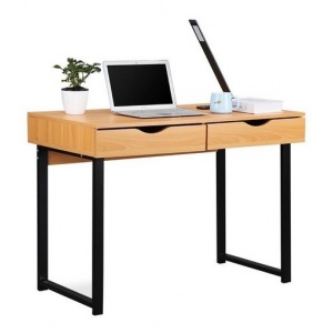 Escritorio Con Estanterias 2 Cajones Mdf Acero Estilo Indust