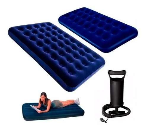 Colchón Inflable - 2 Plazas Para Camping + Inflador De Mano - Imagen 2