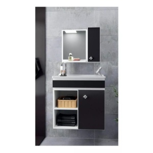 Mueble De Baño Suspendido Puerta, Botiquin Y Estantes Bacha Y Espejo Mdf Muebles Web