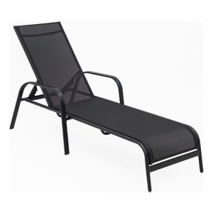Reposera Camastro Tumbona Con Posiciones Jardin Exterior Color Negro